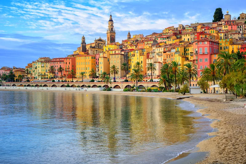 The old town of Menton above the sea