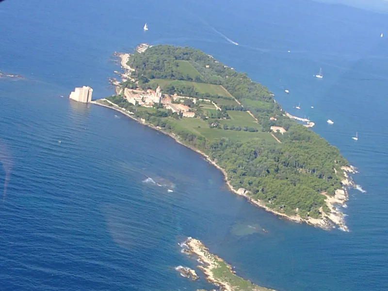 The Île Saint-Honorat off Cannes, seen from the air