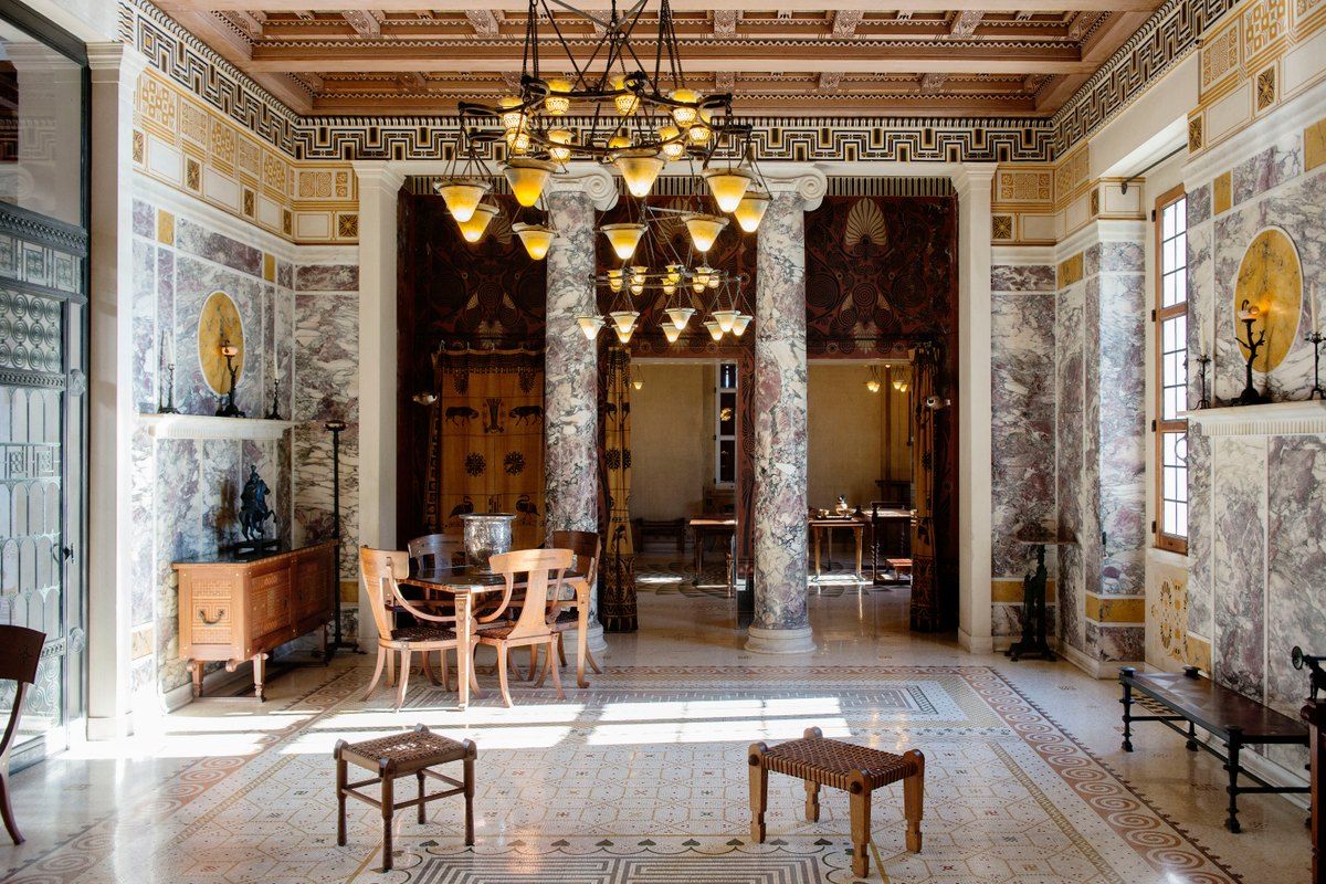 Inside the Villa Kérylos, Théodore Reinach's recreation of an ancient Greek house at Beaulieu-sur-Mer