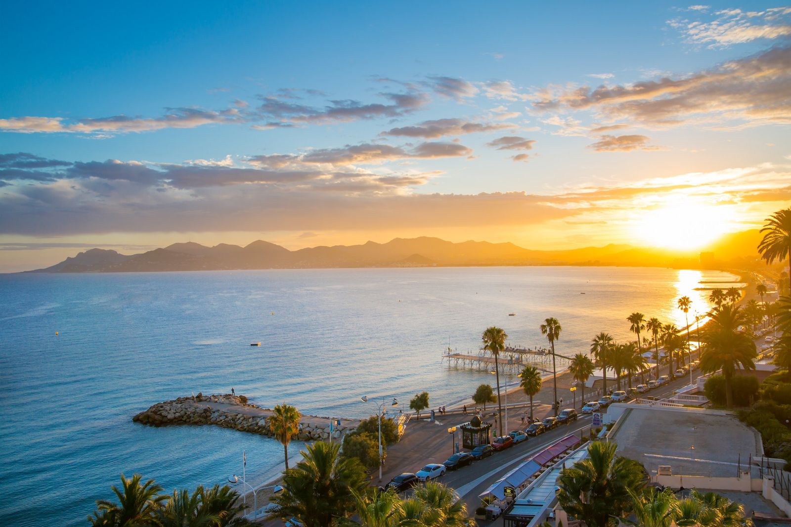 The bay of Cannes at sunset