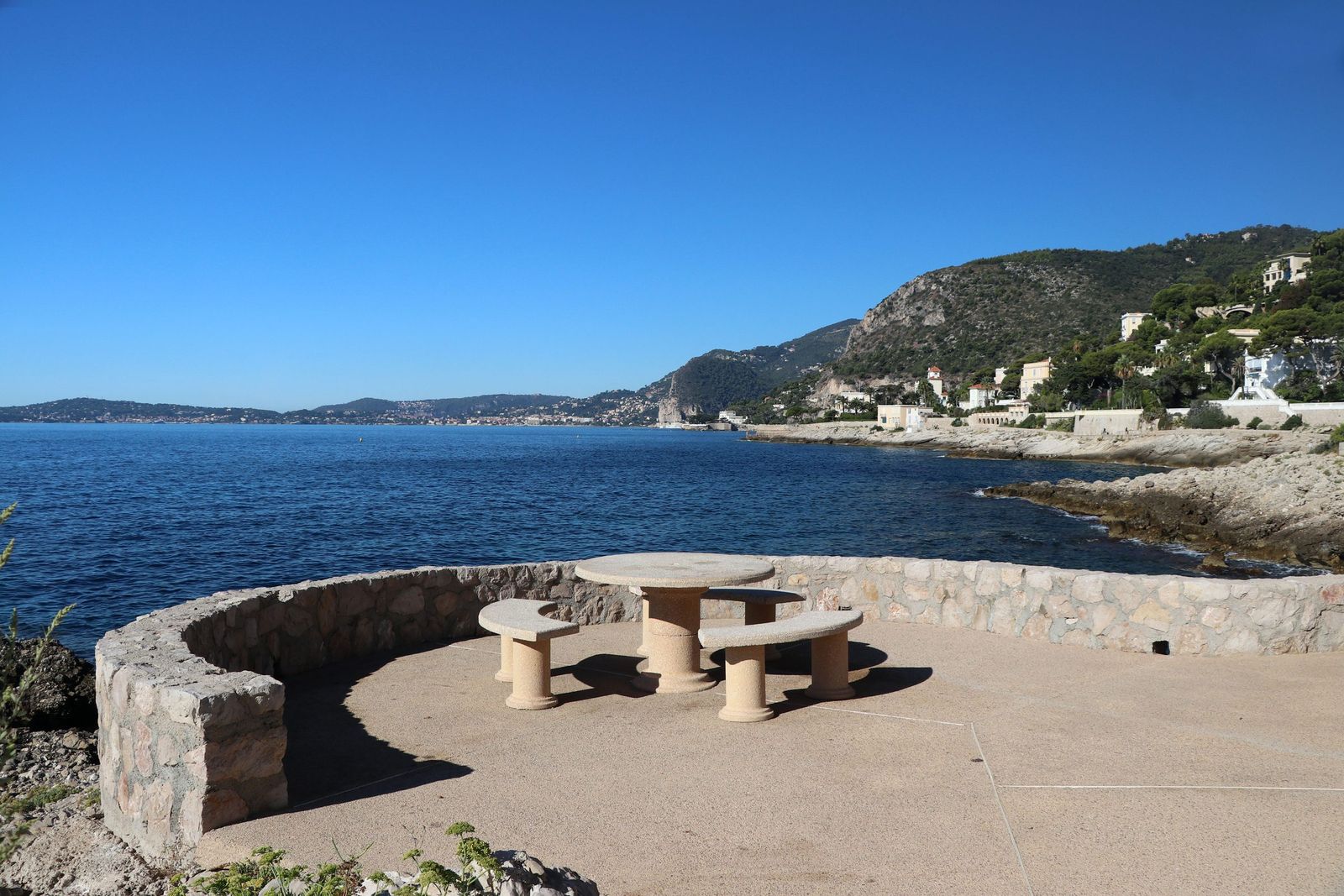 A stone terrace on the customs officers' path at Cap d'Ail, looking out to sea