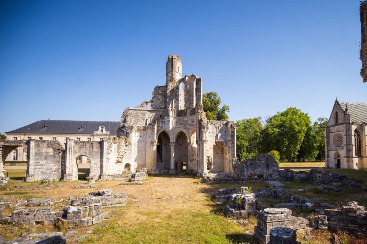 The Gothic ruins of the abbey church at the Domaine de Chaalis