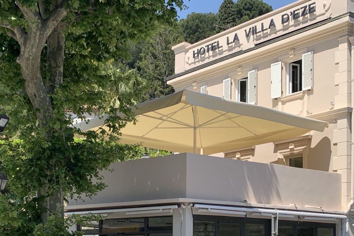 The terrace of La Villa d'Èze at the entrance to the village