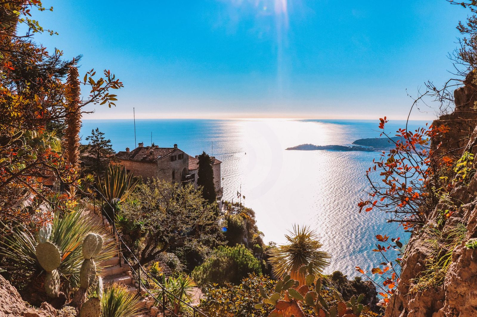 Sunset over the sea from Èze