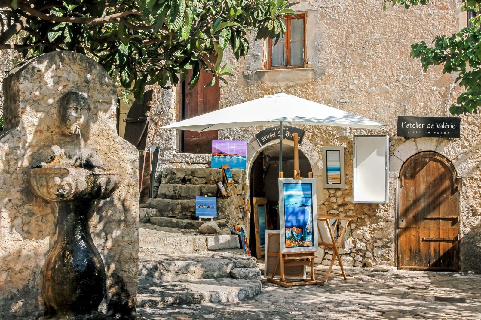 A street of old stone buildings in the village of Èze