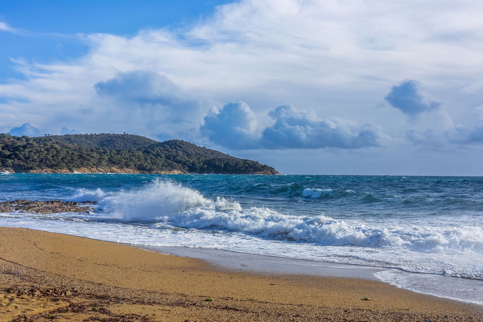 Gigaro beach at La Croix-Valmer, looking towards Cap Lardier, a short drive from Gassin