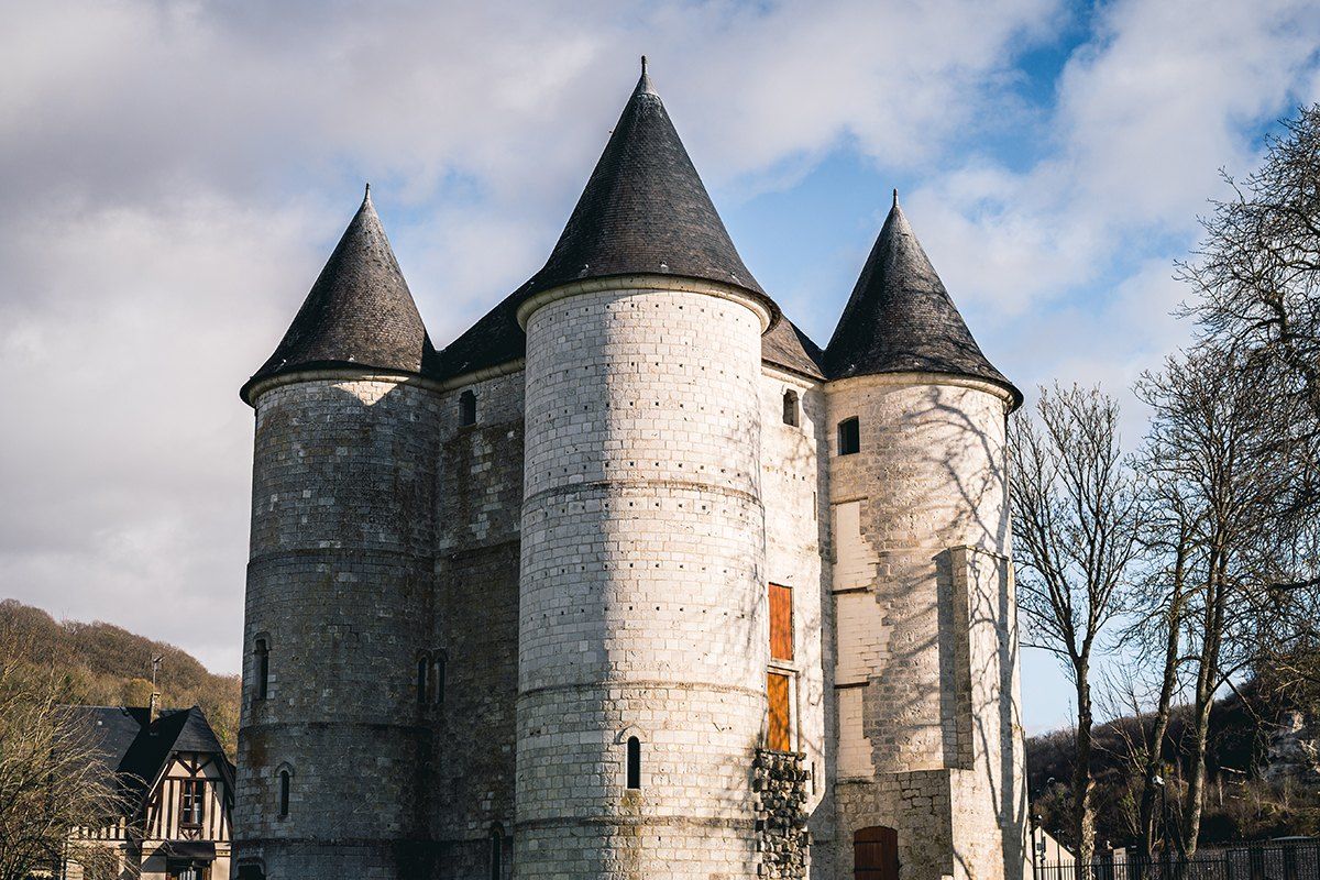 The pointed towers of the Château des Tourelles in Vernon