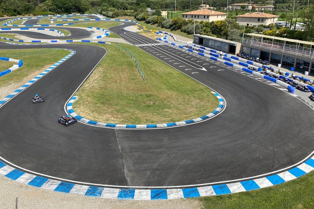 Aerial view of the 800-metre track at Grimaud Karting Loisir