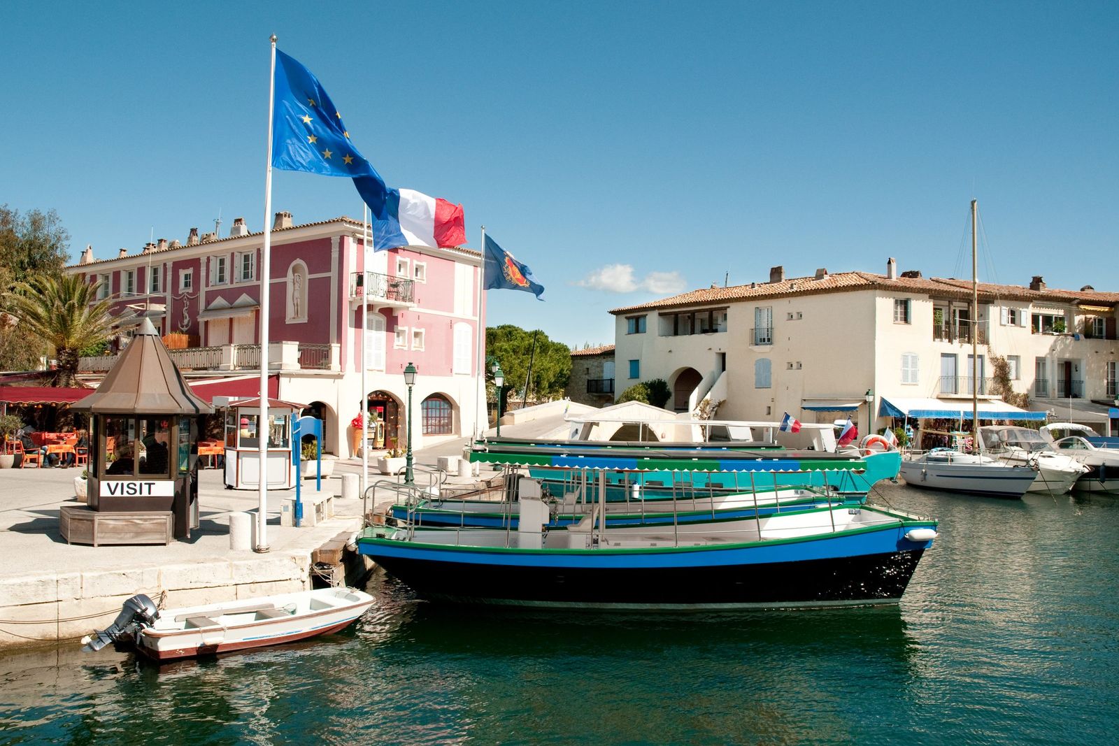 Water buses at the market place in Port Grimaud