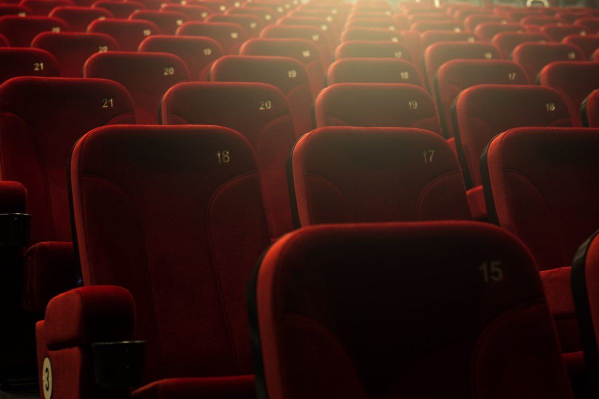Rows of red velvet seats in one of Le Cannet's two cinemas