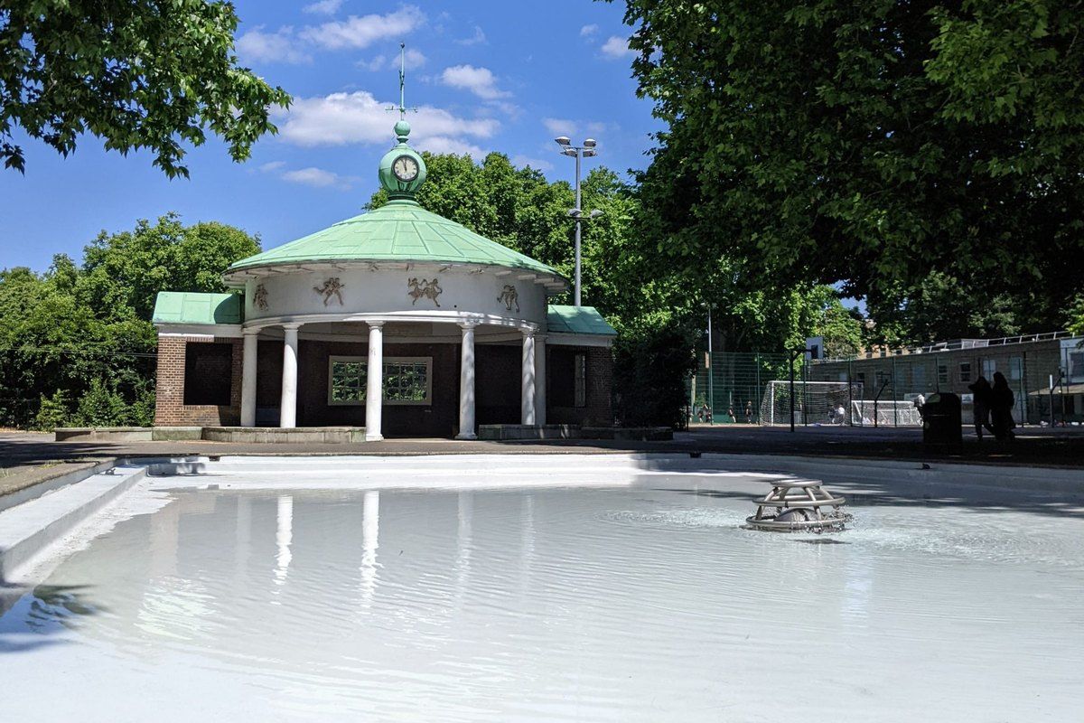 The domed pavilion and paddling pool at Coram's Fields