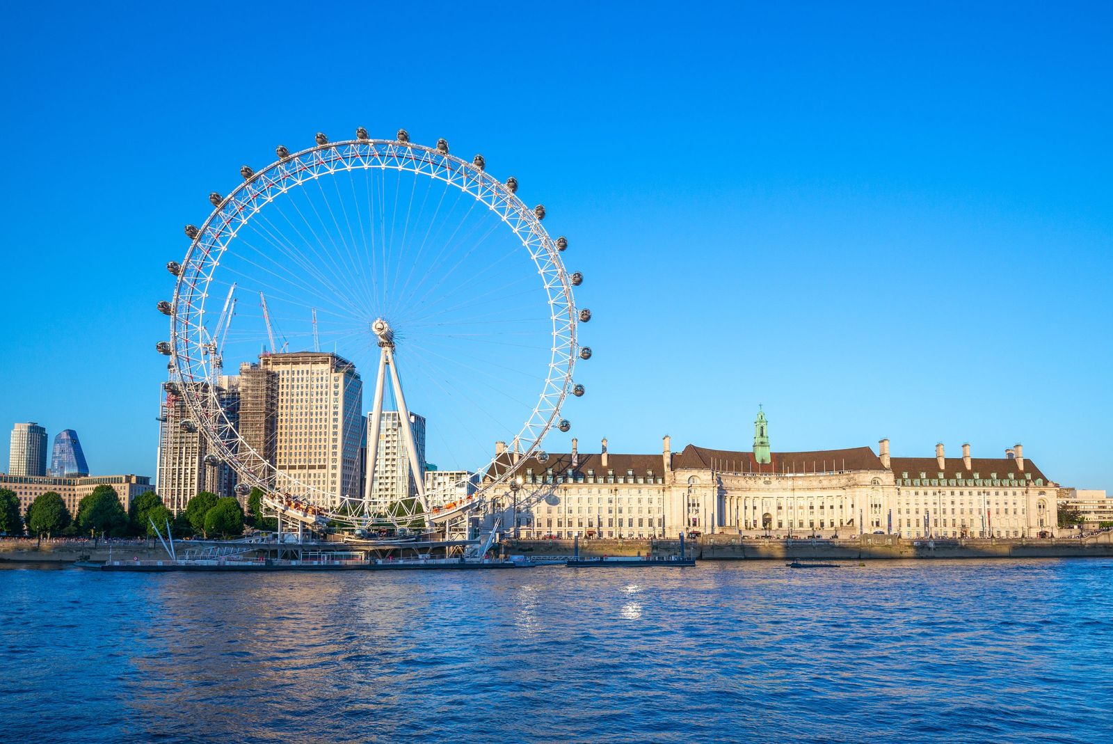 The London Eye and County Hall from across the Thames