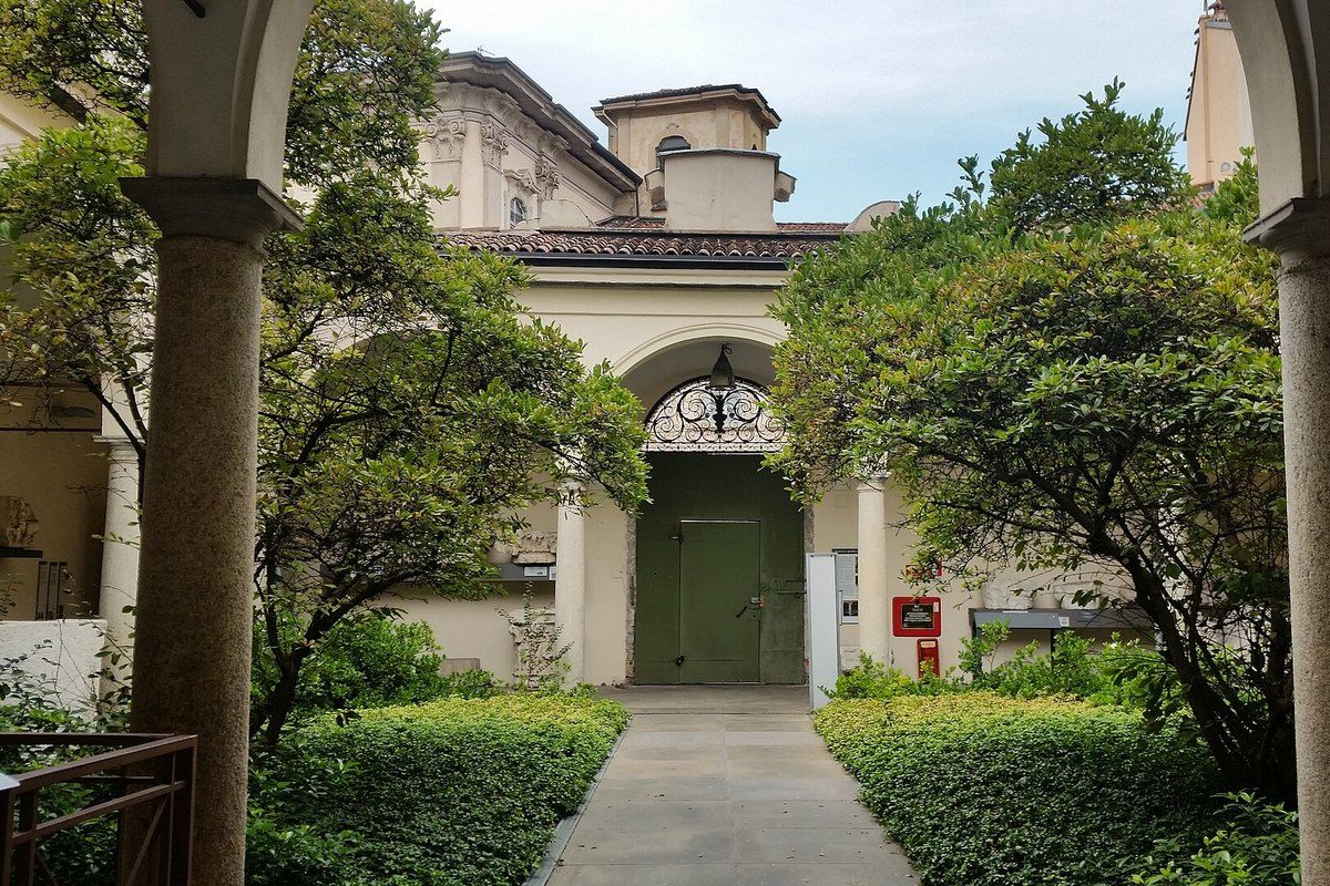 The green cloister of the former Monastero Maggiore, home of Milan's Archaeological Museum