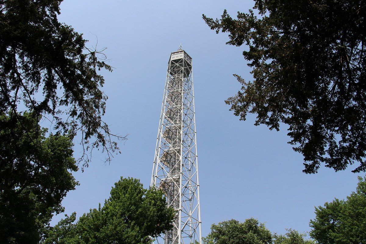 Gio Ponti's steel Torre Branca rising above the trees of Parco Sempione