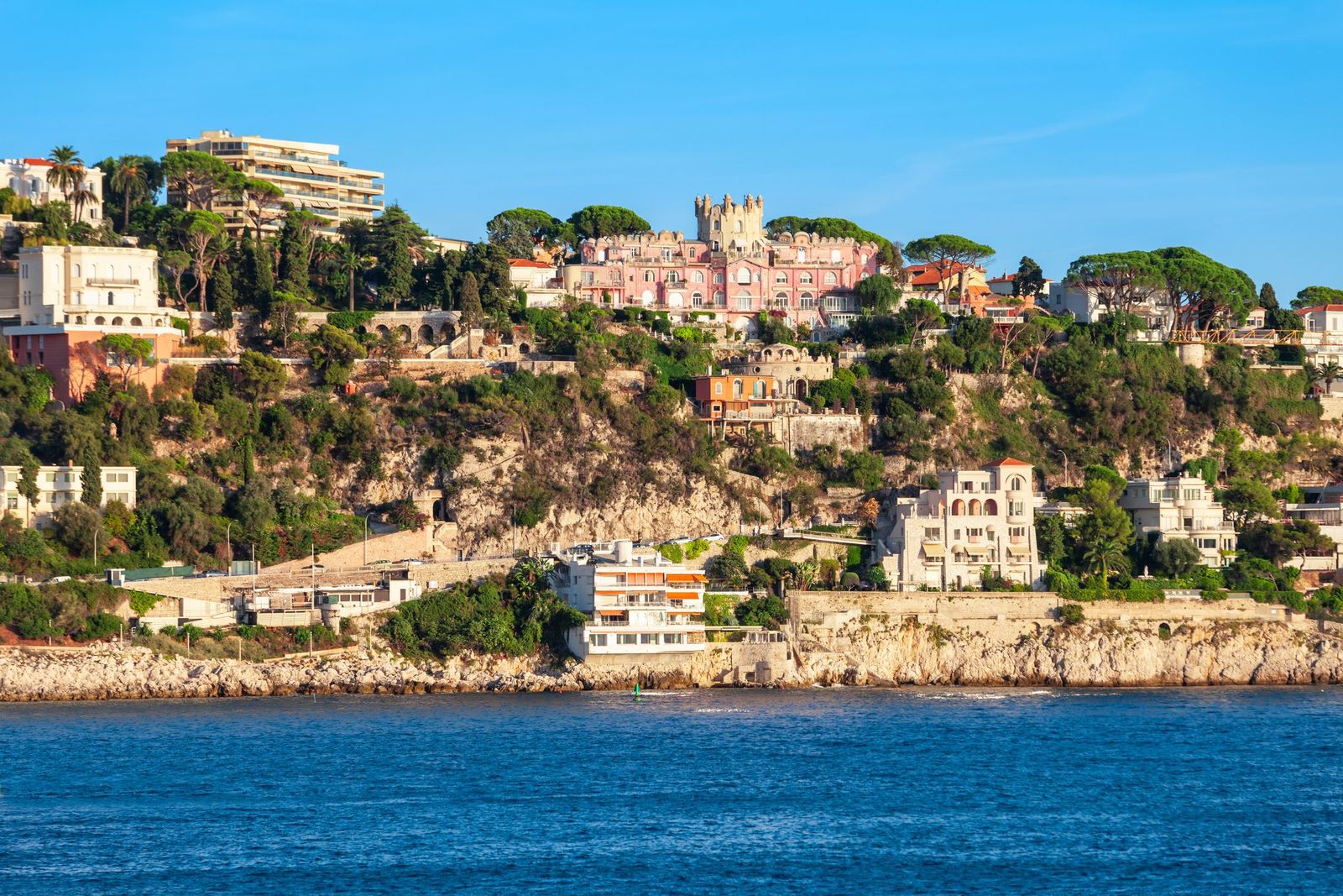 The Château de l'Anglais on the hillside above the sea in Nice