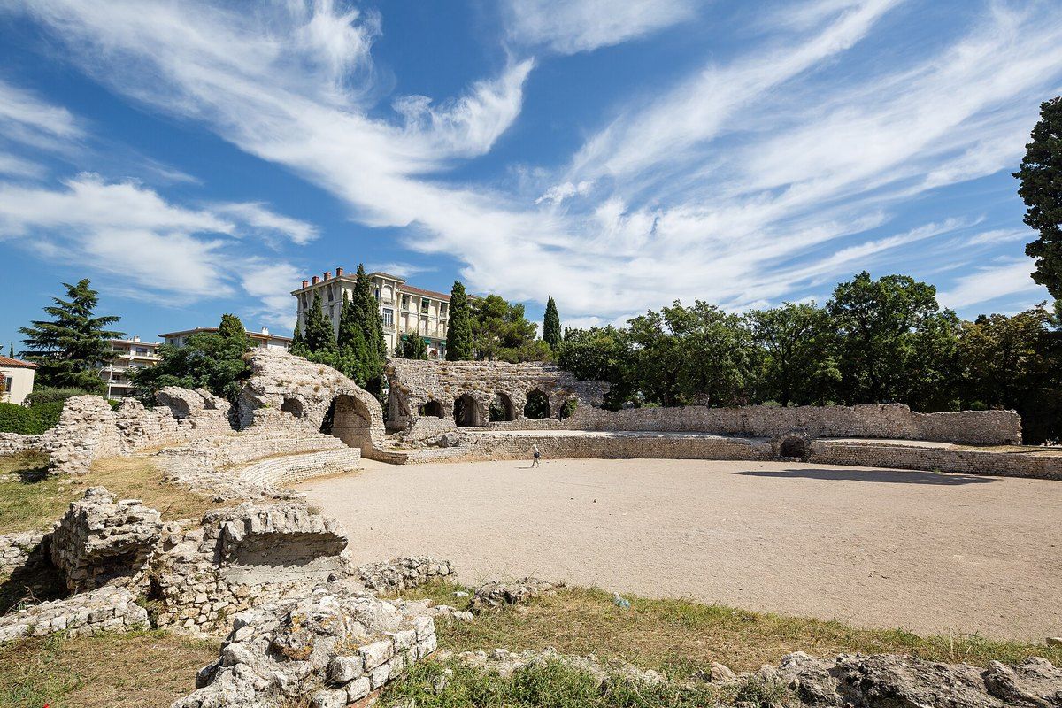 The Roman amphitheatre of Cemenelum in the Cimiez archaeological park, Nice
