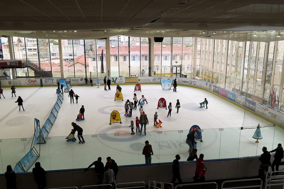 Skaters on the Olympic ice rink at the Jean Bouin sports complex, Nice