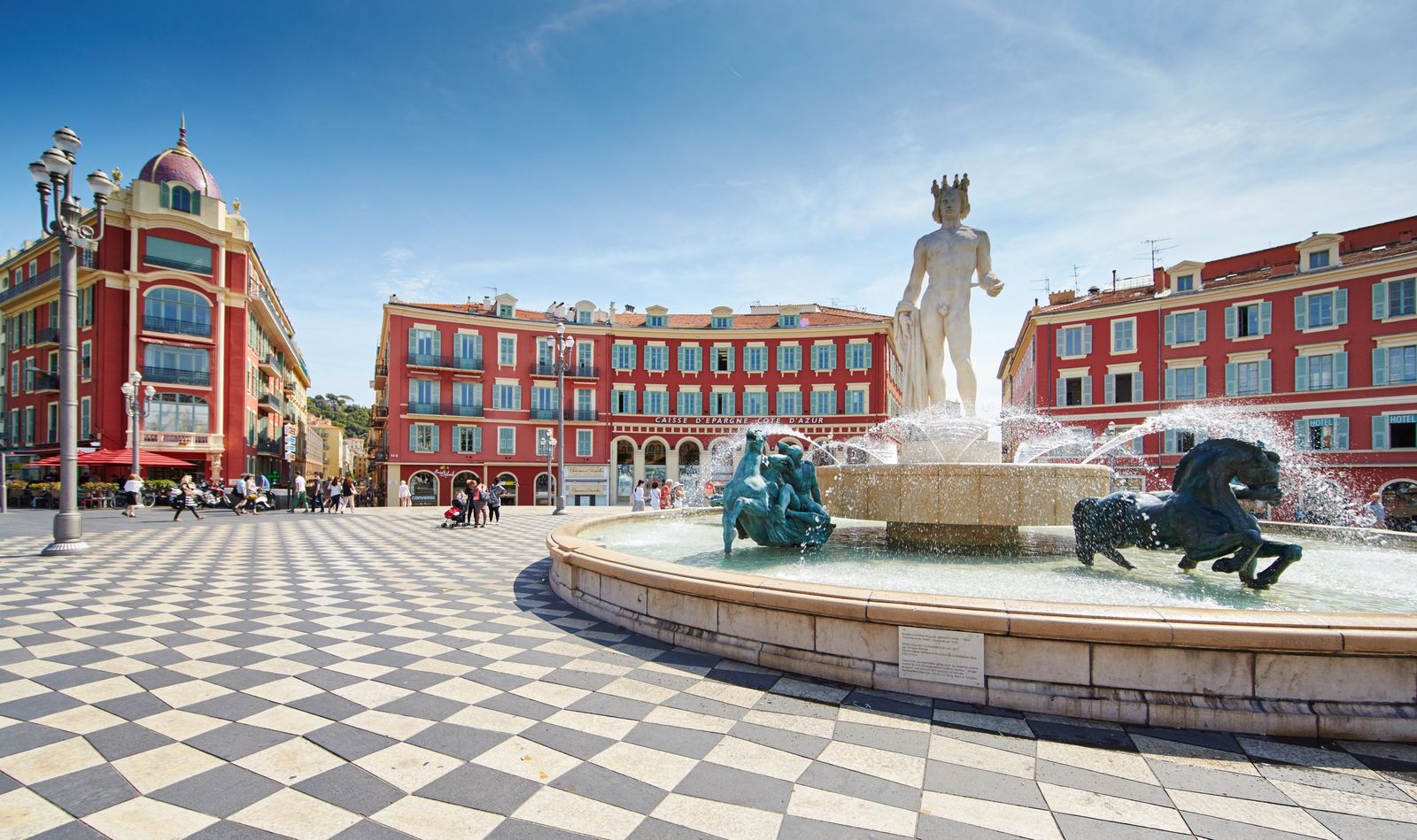 The Fountain of the Sun and its statue of Apollo on Place Masséna, Nice