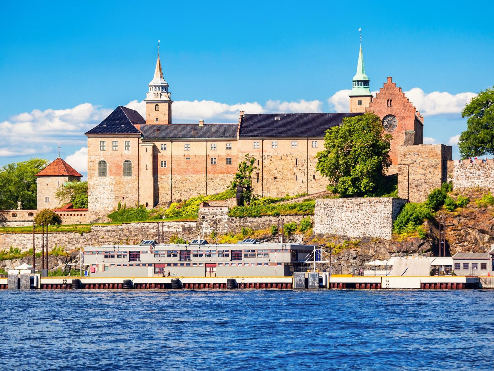 Akershus Fortress above the harbour in Oslo