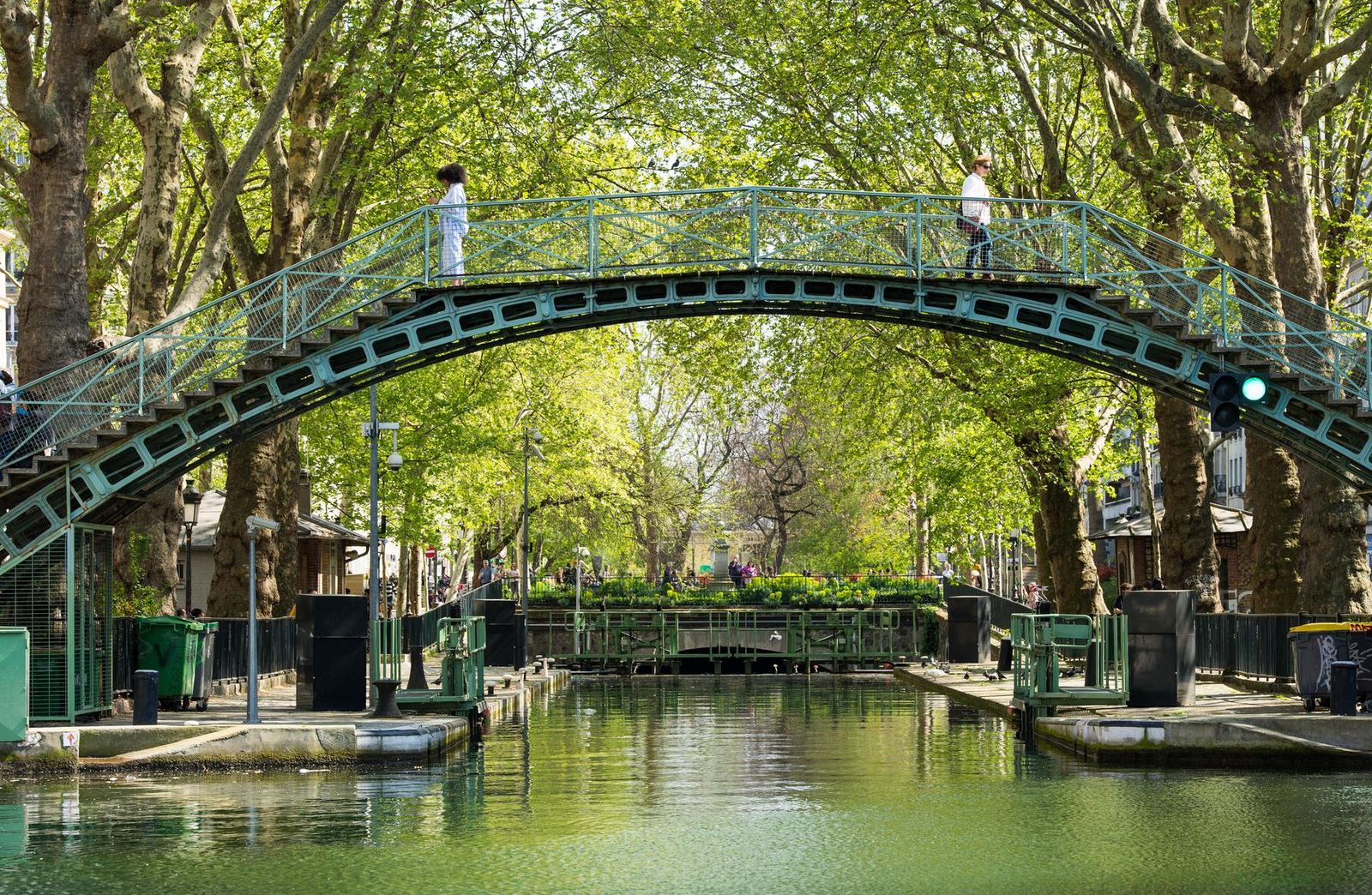 An iron footbridge over the Canal Saint-Martin