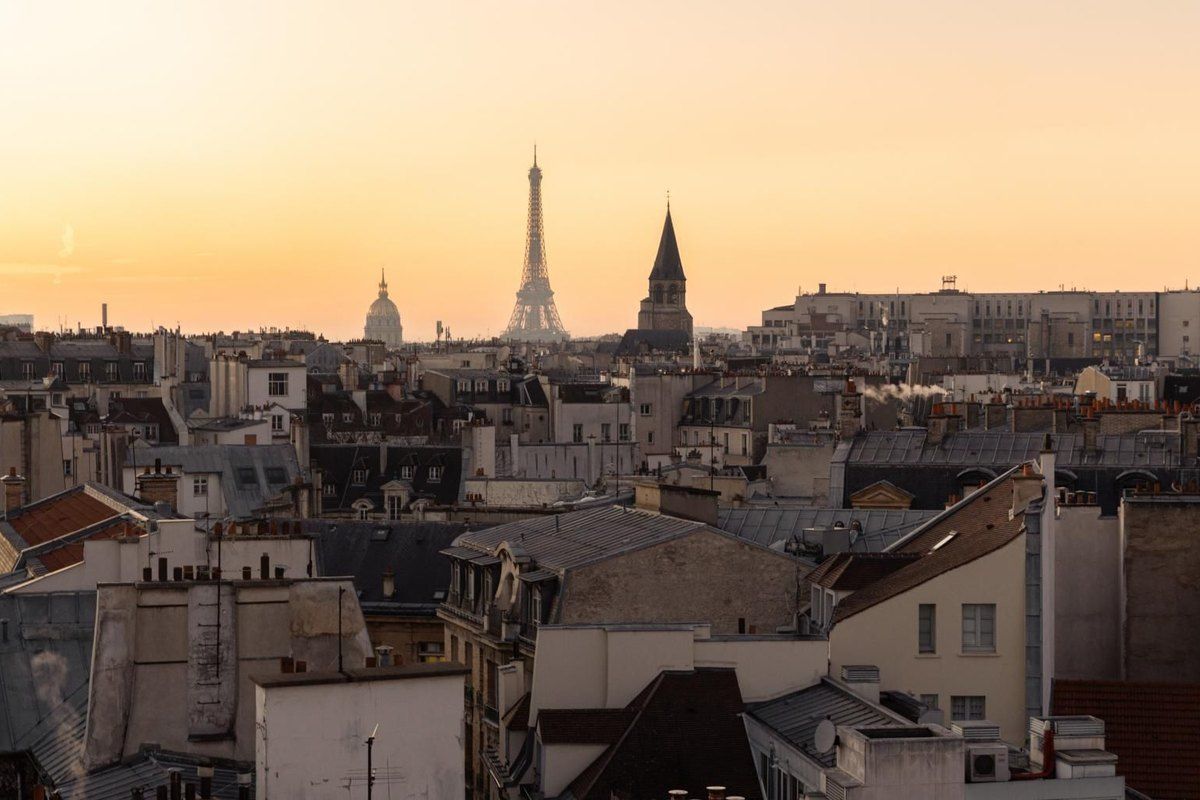 The view from the rooftop bar of the Hôtel Dame des Arts