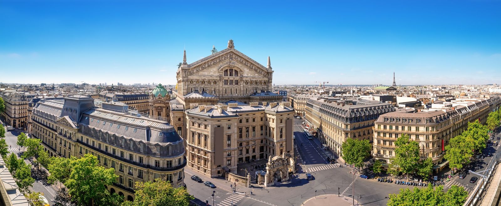 The rooftops of central Paris from above, around the Opéra Garnier