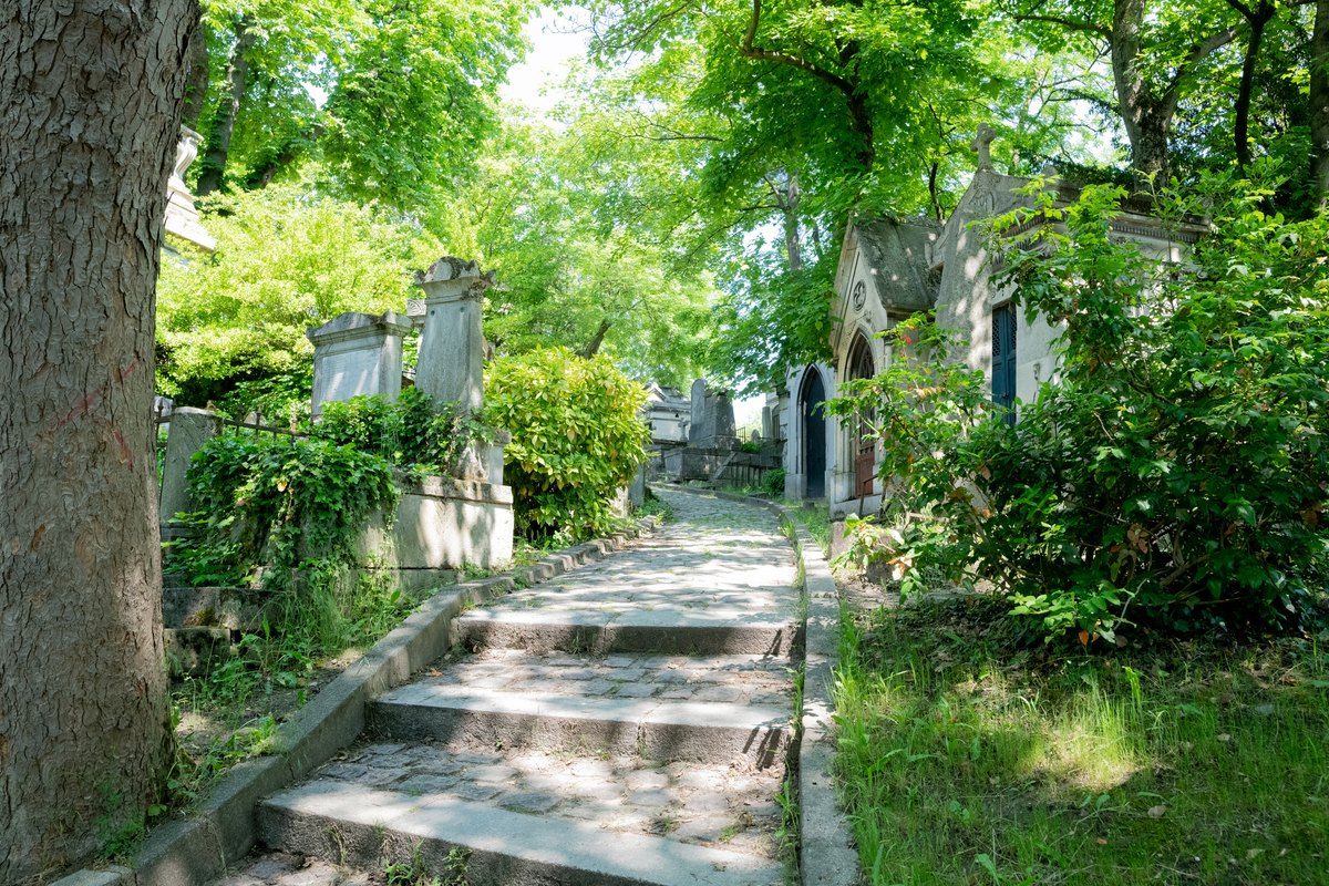 Tree-lined paths in the Père-Lachaise cemetery