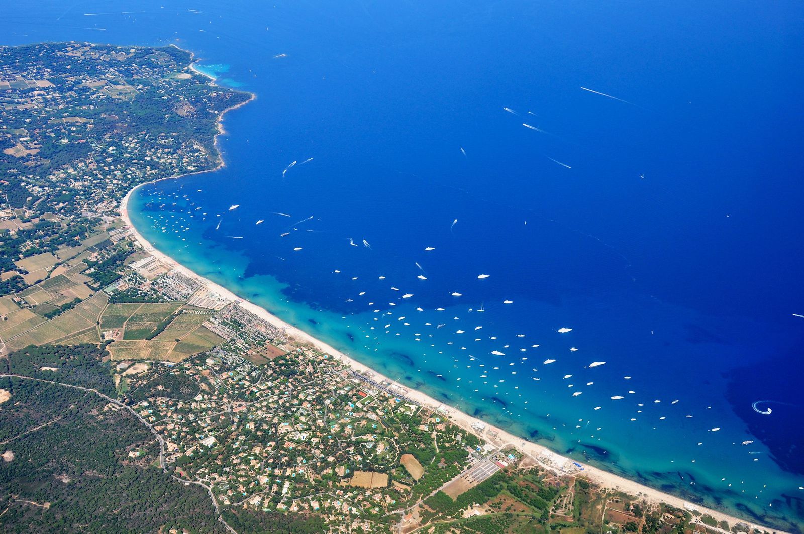 Pampelonne beach at Ramatuelle from the air in summer