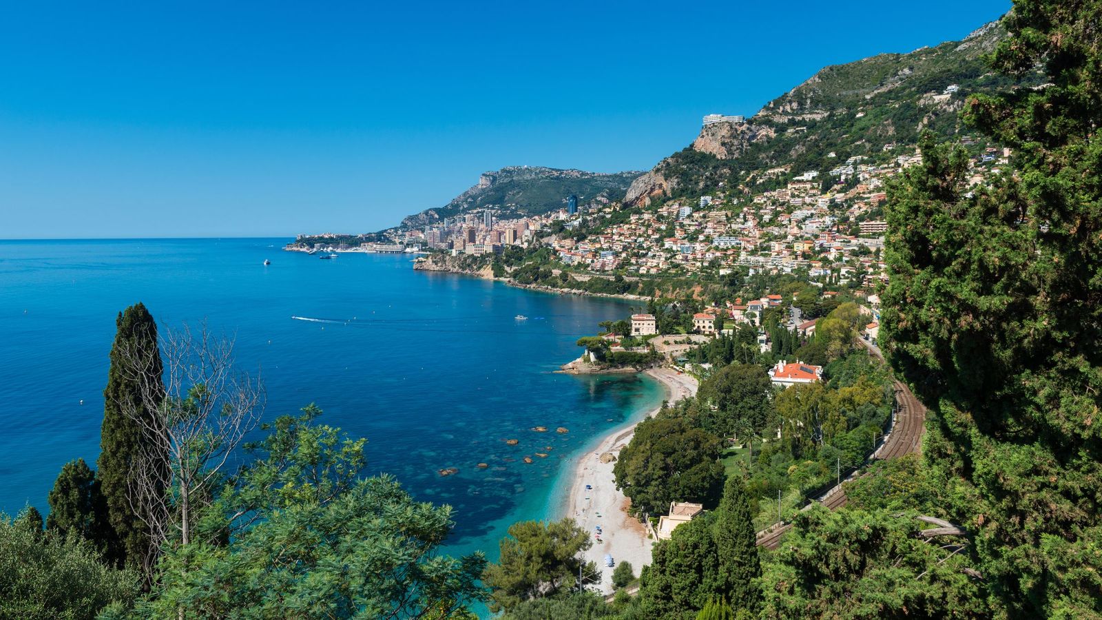 The bay of Roquebrune-Cap-Martin, with Monaco in the distance