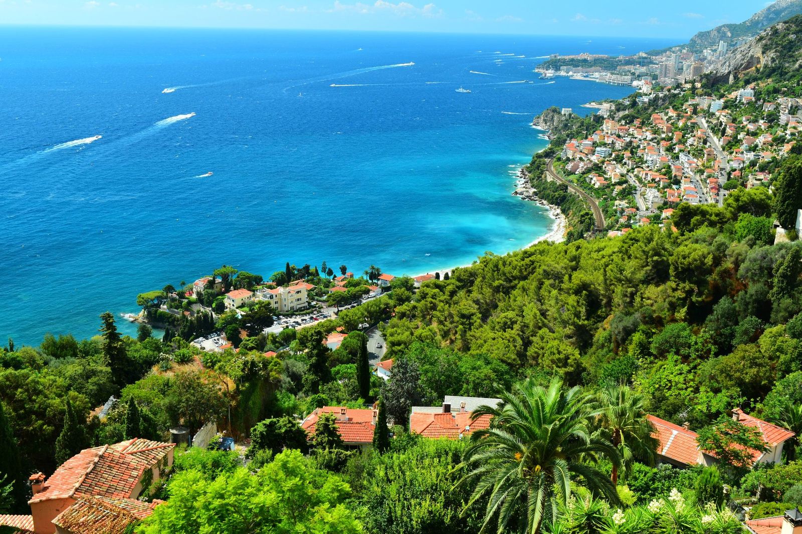 The coast and beaches of Roquebrune-Cap-Martin seen from the hillside