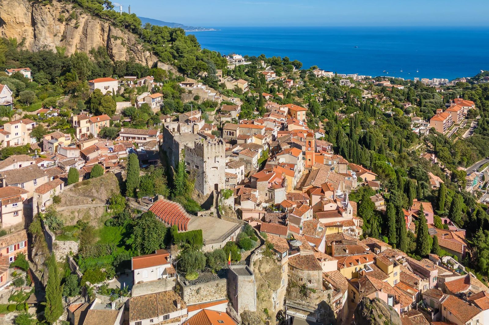 Roquebrune's medieval village from the air