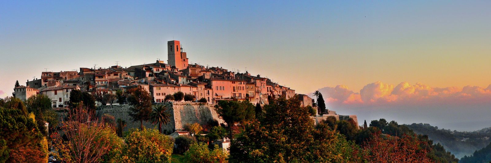 Saint-Paul-de-Vence on its hill at sunset