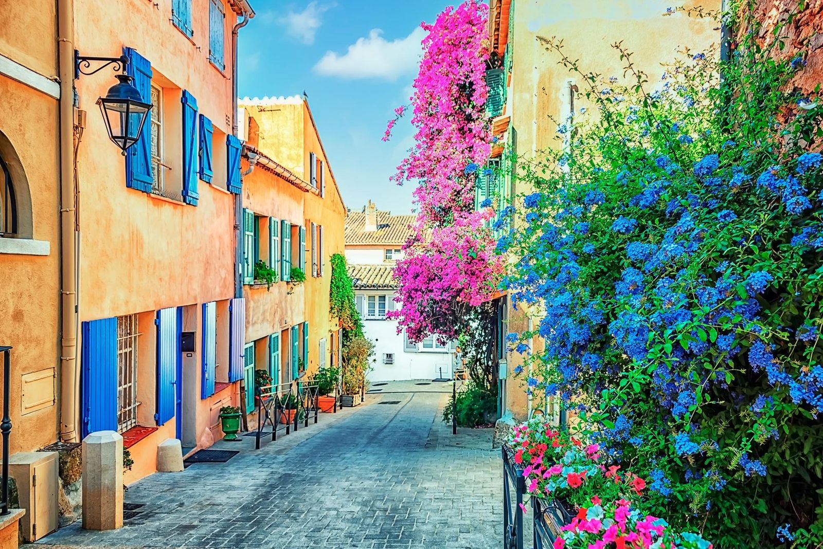 A colourful street in the village of Saint-Tropez
