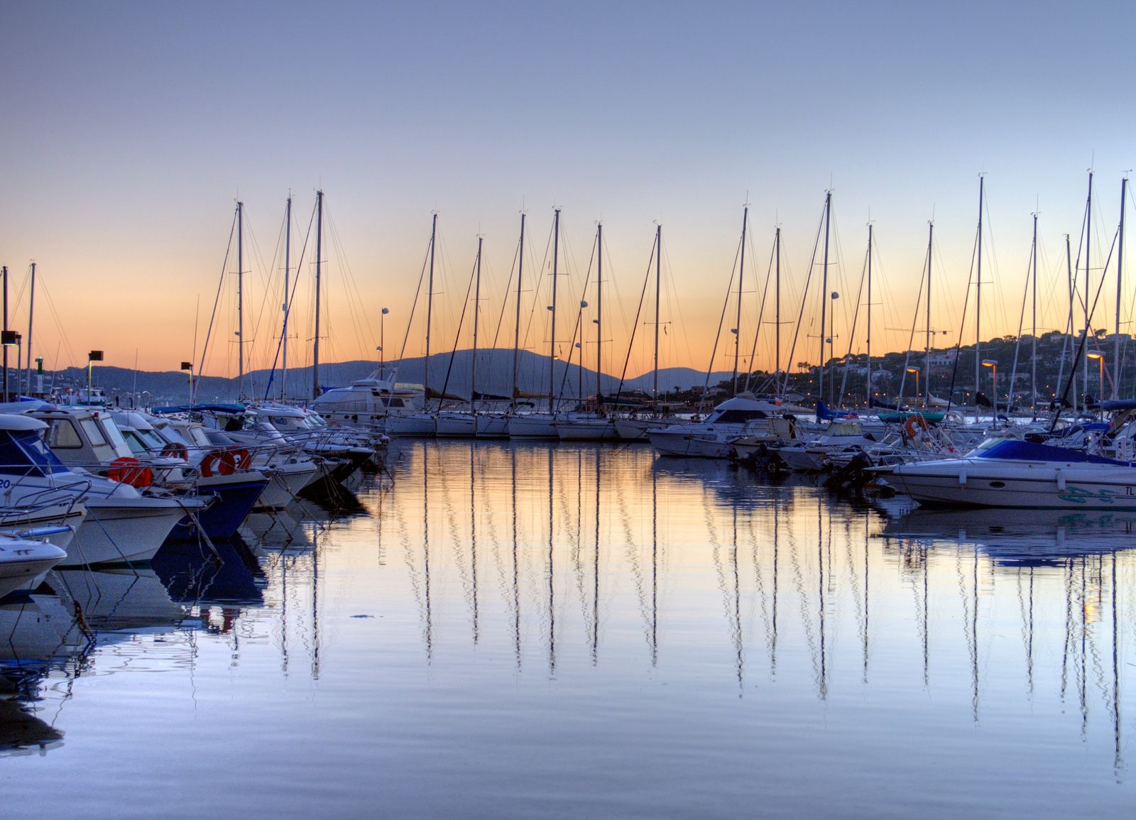 Sunset over the harbour at Sainte-Maxime