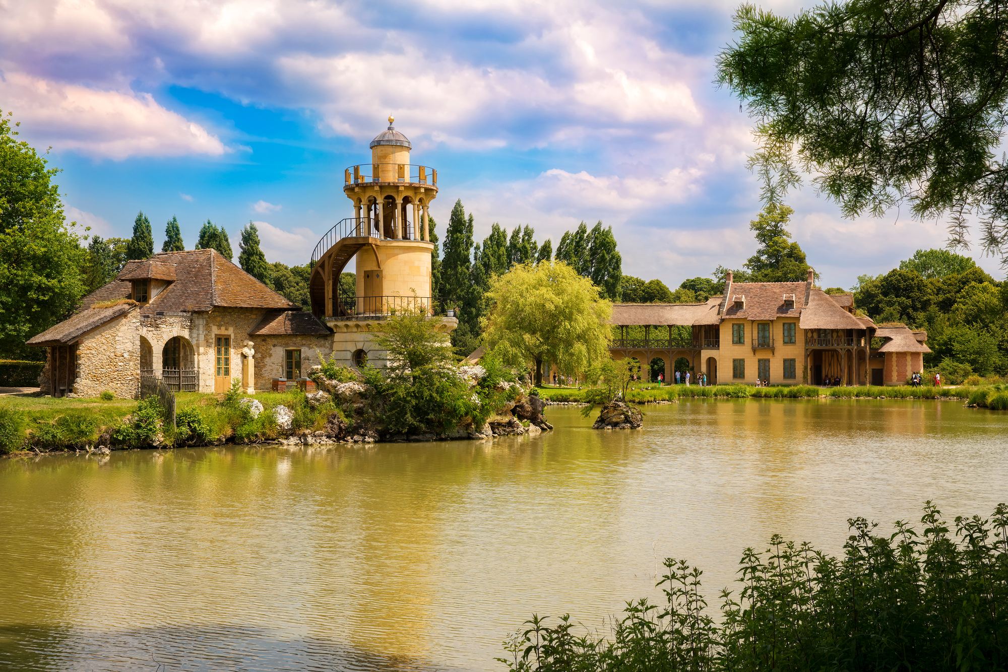 The Queen's Hamlet and its lake in the grounds of Versailles