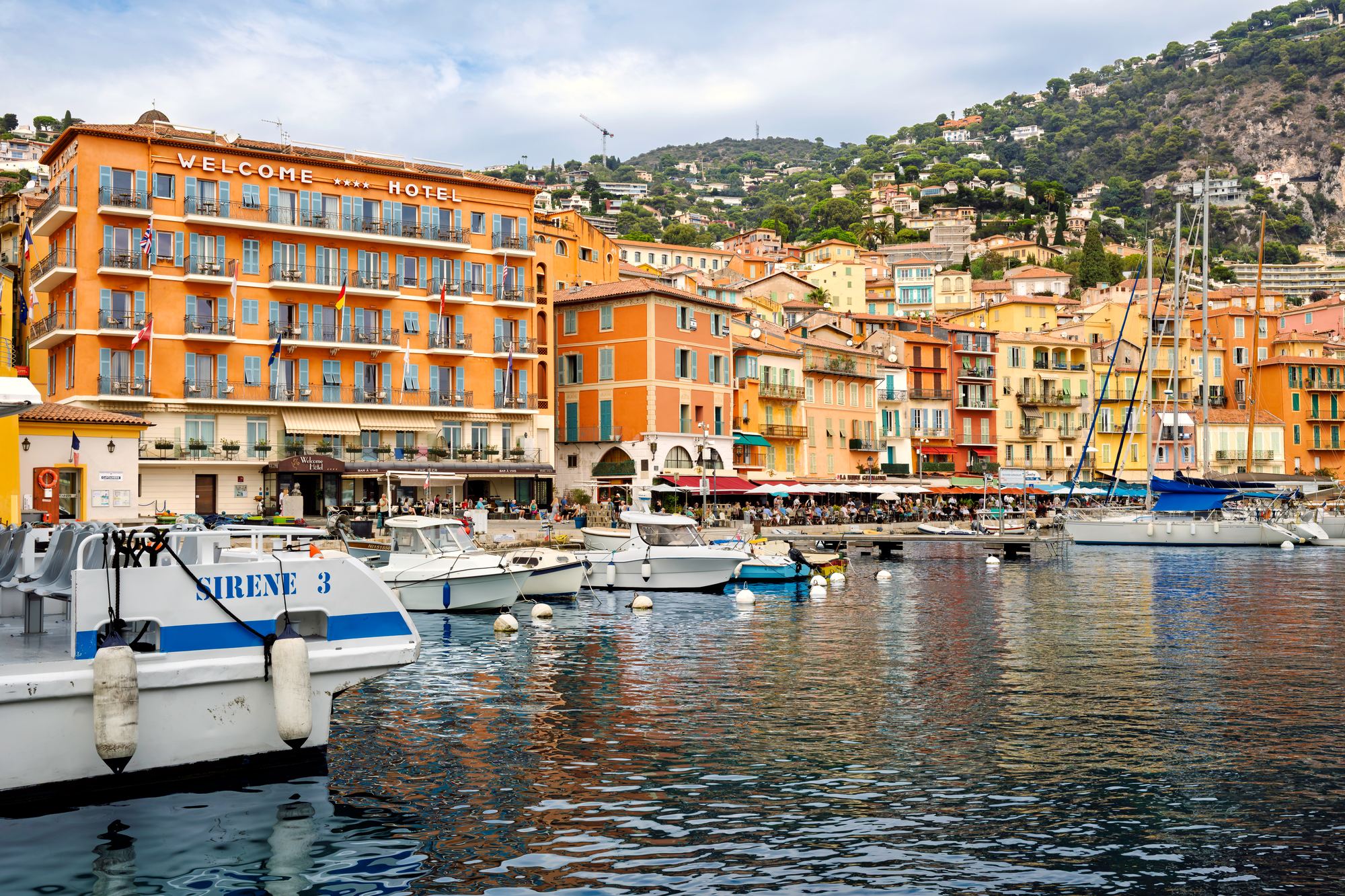 The Welcome Hotel on the fishing harbour of Villefranche-sur-Mer