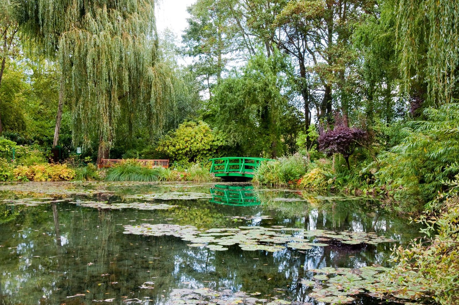 The Japanese bridge over the water-lily pond in Monet's garden at Giverny