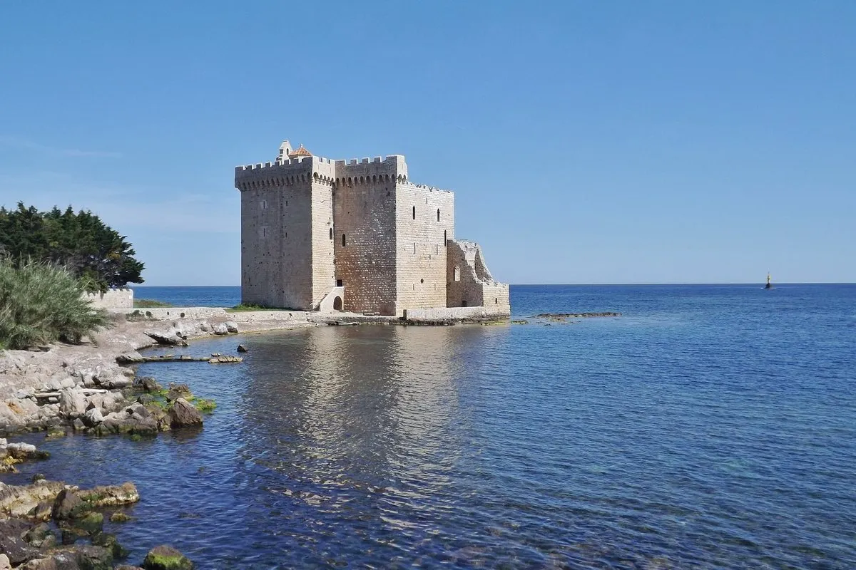 The fortified medieval monastery on the cliffs by the sea on Île Saint-Honorat off Cannes