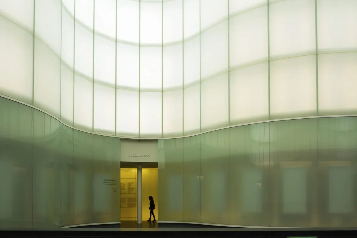 The glowing translucent Agorà designed by David Chipperfield inside the Mudec, the Museum of Cultures on Via Tortona in Milan