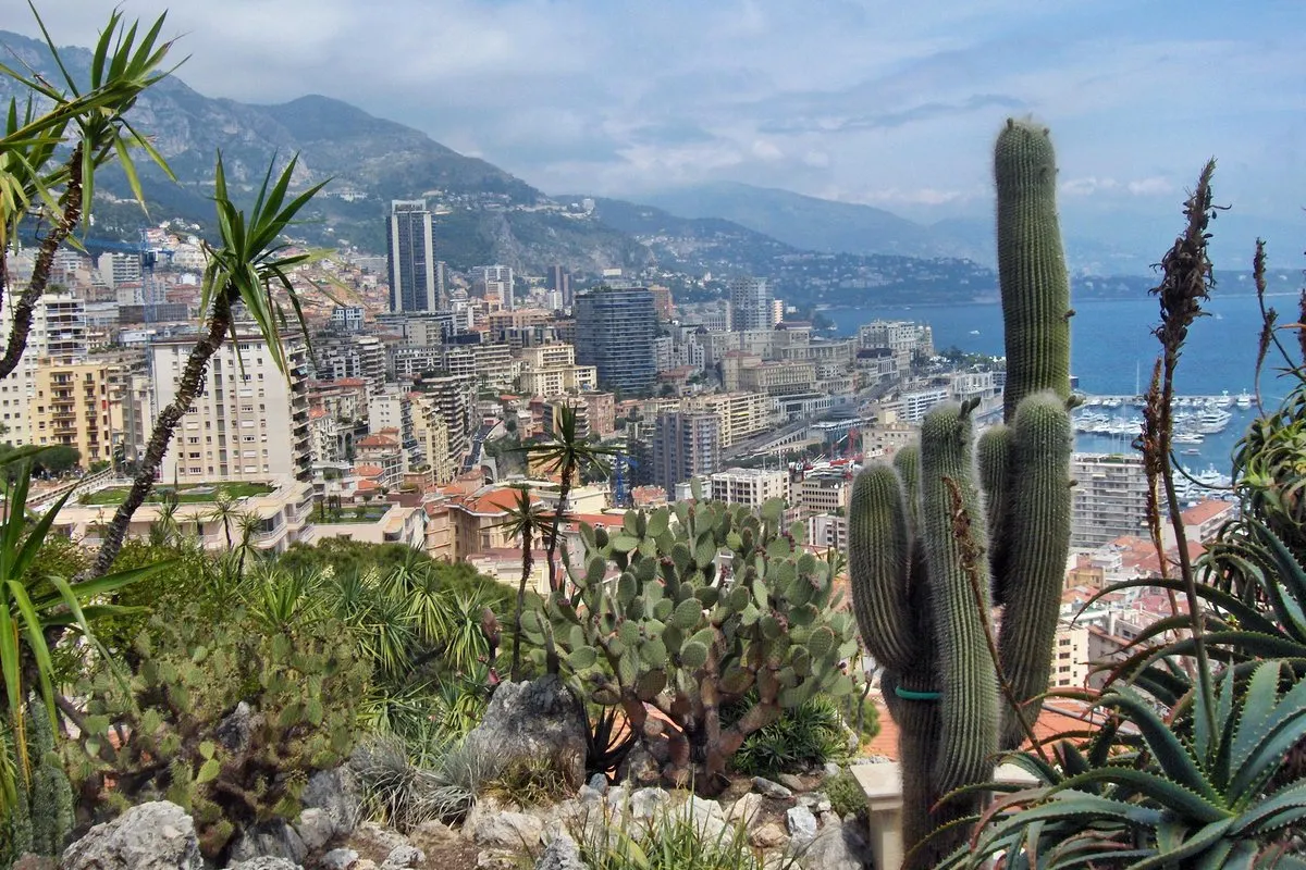 Monaco and Monte-Carlo seen from the Jardin Exotique above Moneghetti