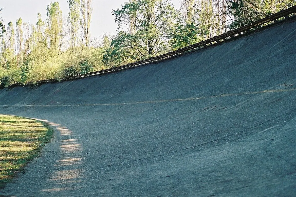 The surviving banked oval at the Monza circuit