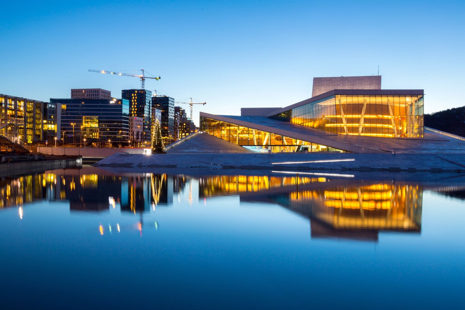 The Oslo Opera House at dusk