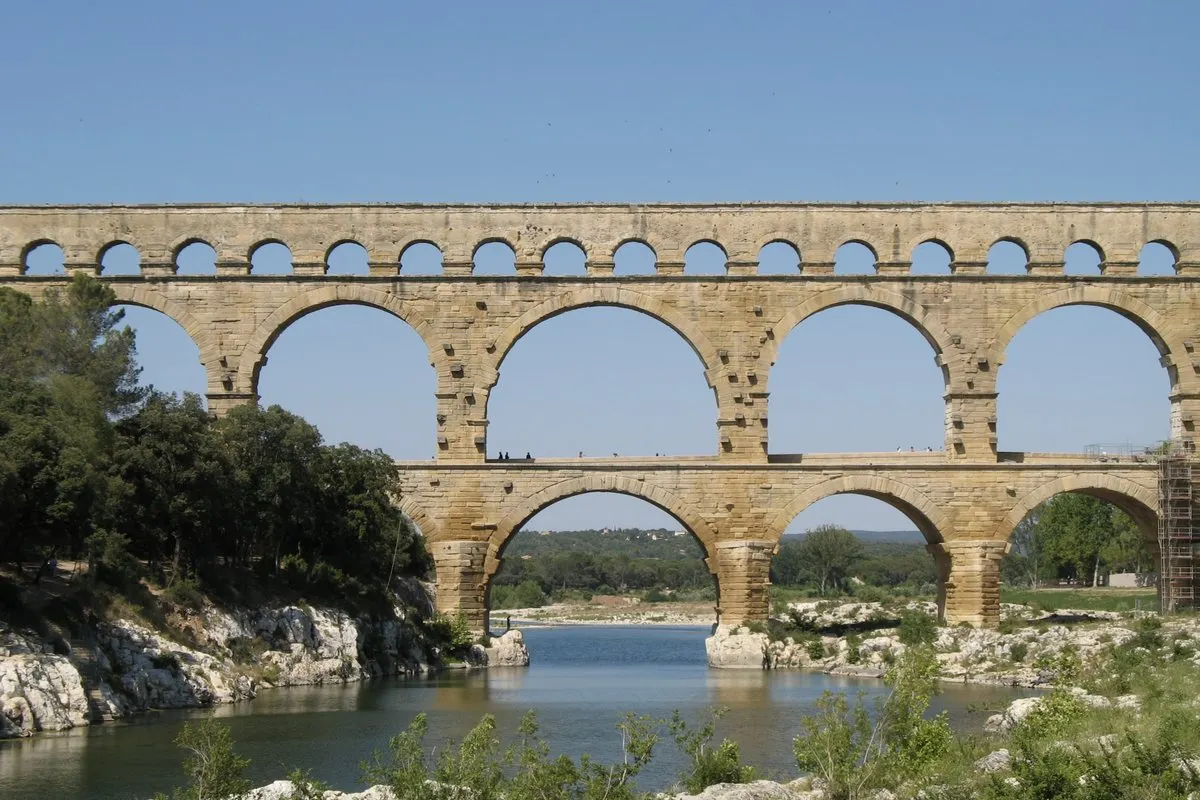 The three tiers of the Pont du Gard over the Gardon