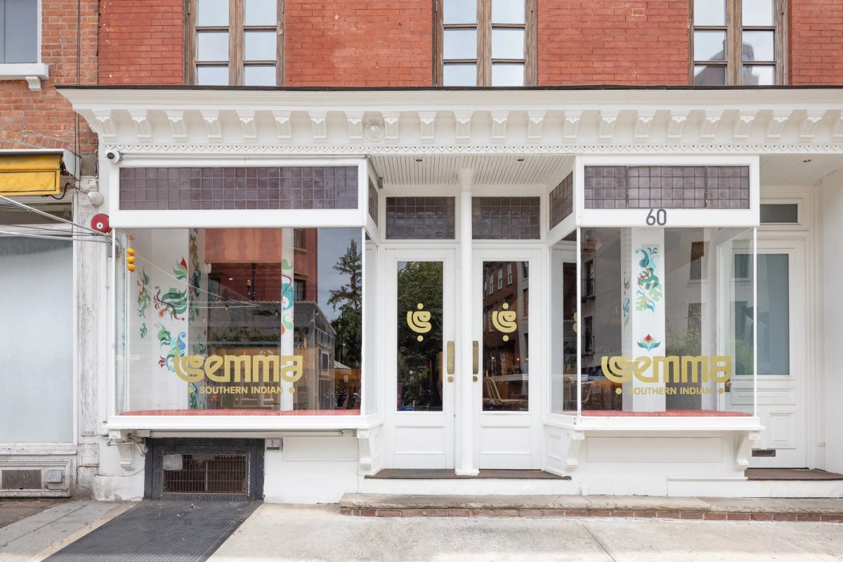 Exterior storefront of Semma restaurant with gold signage reading 'Semma Southern Indian' on Macdougal Street, NYC