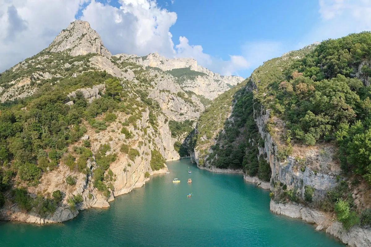The Verdon Gorge, its turquoise water between limestone walls