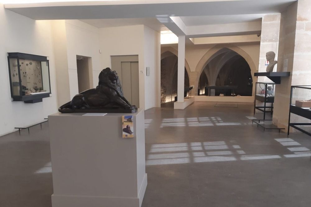 A sculpture gallery opening onto the Gothic hall of the Musée d'Art et d'Archéologie in Senlis
