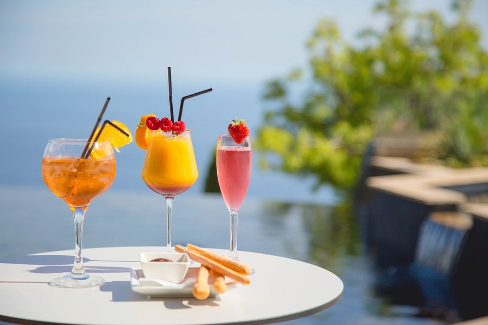 A cocktail on the terrace of Les Terrasses d'Èze above the Mediterranean