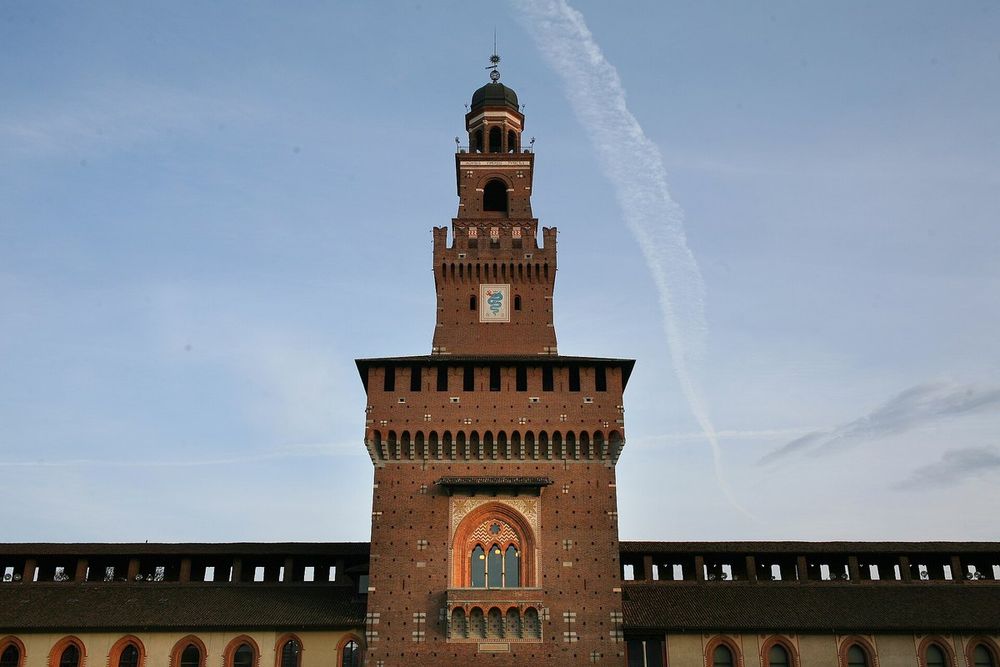 The Filarete tower seen from inside the courtyard of the Castello Sforzesco