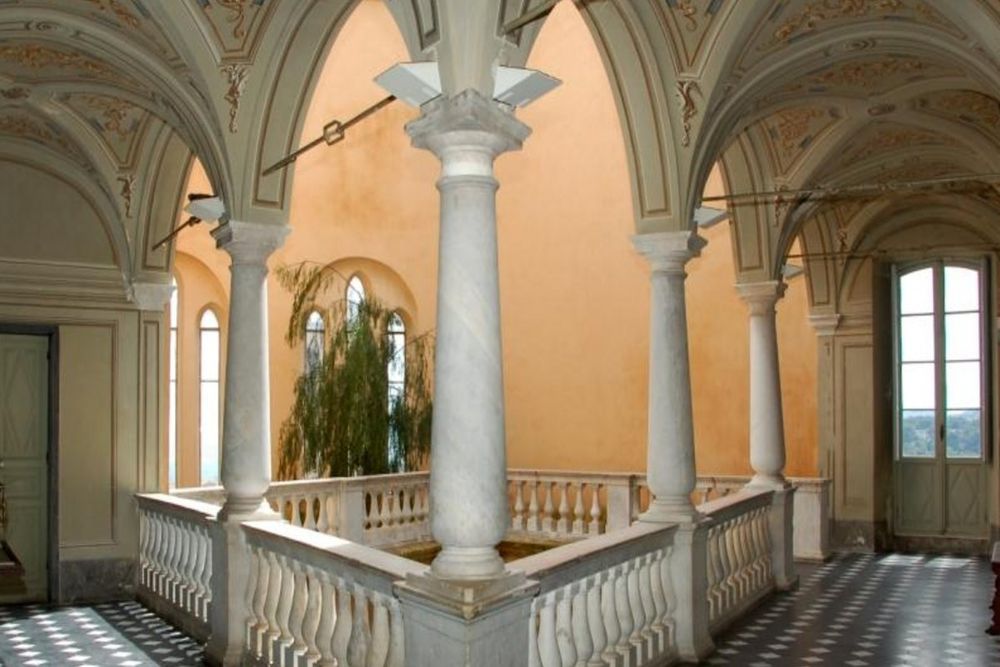 The arcaded Renaissance courtyard inside the Château-Musée Grimaldi in Haut-de-Cagnes