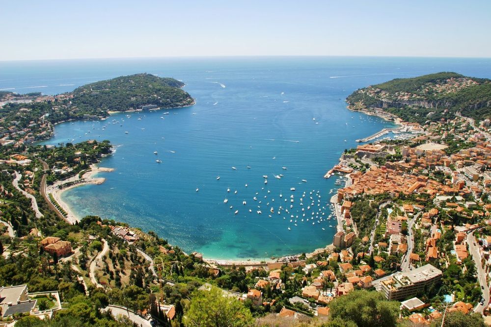 The rade of Villefranche-sur-Mer and the old town from above